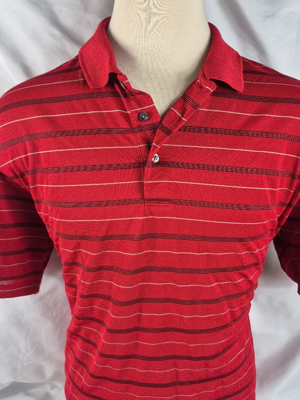 PGA Tour Mens Golf Polo Short Sleeve Red/Black Stripes Size XXL